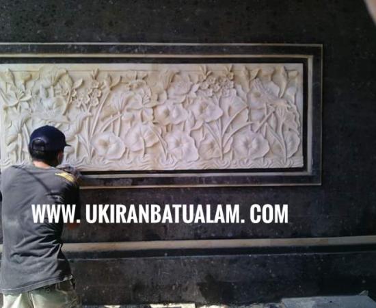 jual relief ukiran batu alam desain lotus