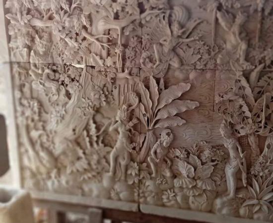 Ukiran batu  alam  bali motif ramayana