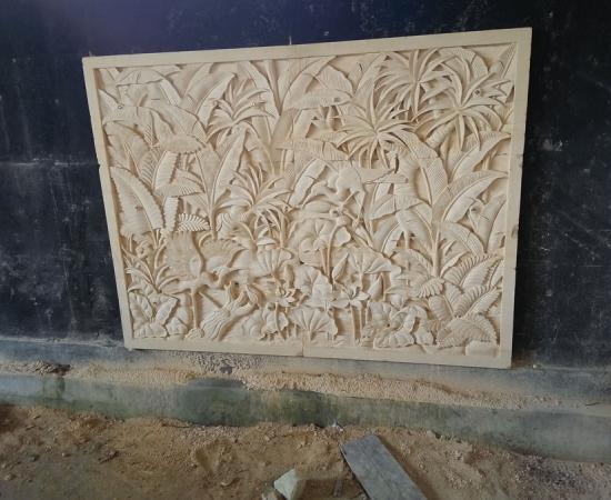 Relief Dinding Minimalis Motif Burung dan Daun