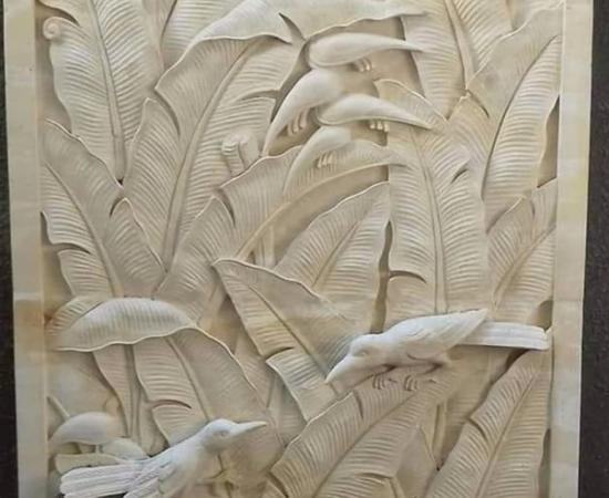 Relief Dinding Interior Rumah Motif Daun Pisang California